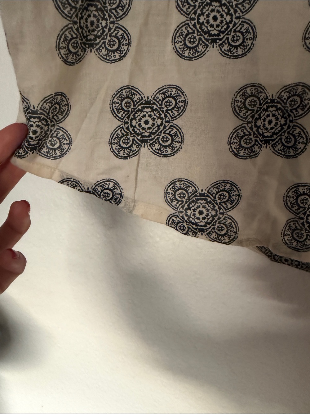 Madewell white cream black floral medallion print Short-Sleeve buttoned Shirt - Picture 3 of 6